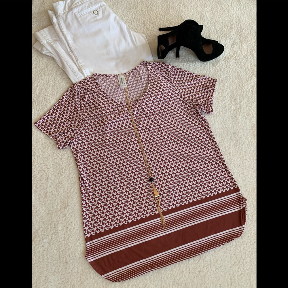 Plus Size Women’s Blouse, Short Sleeve, Cherry Color